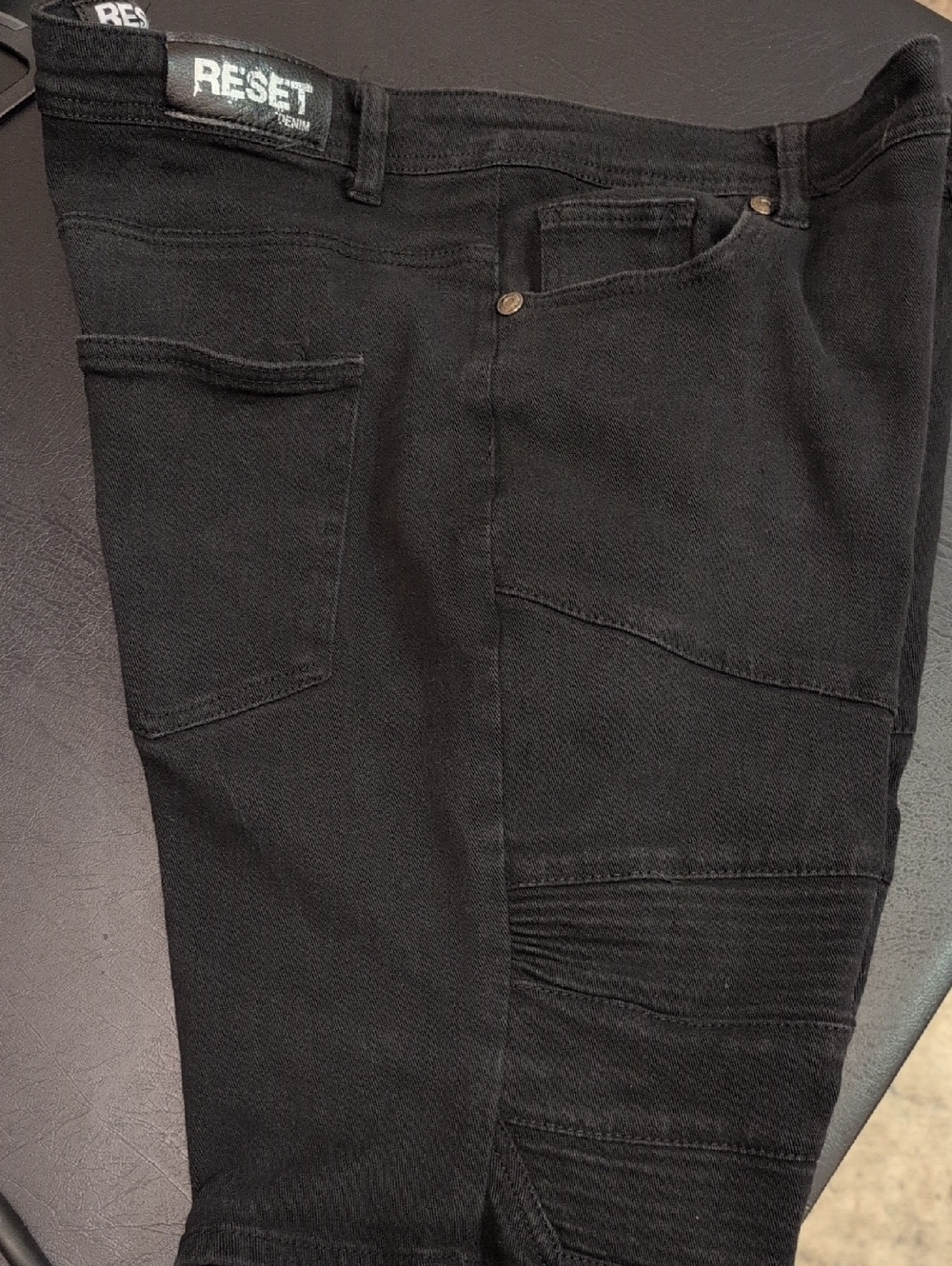 RESET Black Moto-Style Stretch Shorts